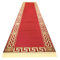 Mäander Flurteppich Teppich Läufer Teppichläufer Flur Schlafzimmer Küche Maänder Muster Kurzflor in Rot Gold mit Fransen - Mäander Design Antirutsch Seidenoptik 100% Viskose Öko Tex - rot, 80x400 cm