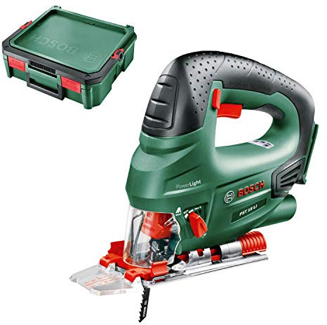 Bosch Akku Stichsäge PST 18 LI (ohne Akku, 18 Volt System, im Karton) + Bosch SystemBox (Größe S, leer, im Karton)