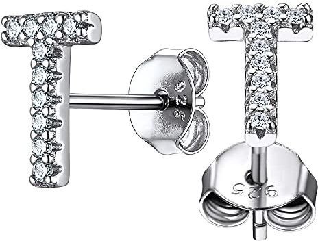 ChainsHouse A Silber Buchstabe N Ohrstecker Initialer Letter Ohrring Minimalisitischer Alphabet Ohrschmuck mit Zirkonia für Weihnachten Geburtstag Valentinstag