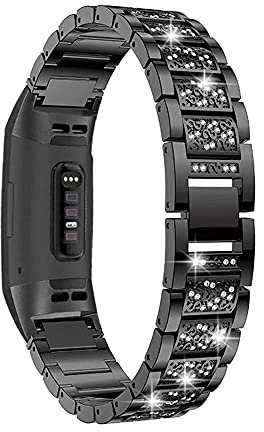 AISPORTS Kompatibel mit Fitbit Charge 3 Armband/Fitbit Charge 4 Armband für Frauen, Kristall Bling Glitzer Diamant Schmuck, Verstellbares Sportarmband Metallarmband Ersatzarmband für Fitbit Charge 3/4