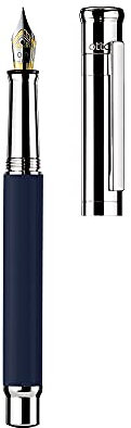 Otto Hutt Füllfederhalter D04 Messing Blau-Platin 13,2cm, Strichstärke EF, 038-11242, Mehrfarbig