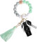 Senidea Schlüsselanhänger Elastisches Armband für Damen Frauen, Silikon Perlen Schlüsselanhänger Keychain Schlüsselbund, Auto Schlüsselanhänger Grün