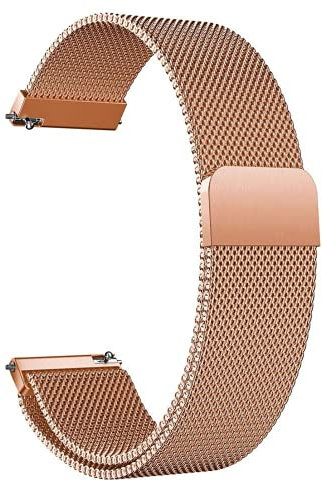 LYYLTX Metal Magnetic Watch Band Mesh Woven Quick Release Strap Adjustable Stainless Steel Replacement Straps for Women Men 14mm 16mm18mm 20mm 22mm 24mm (22mm,Rose Gold)