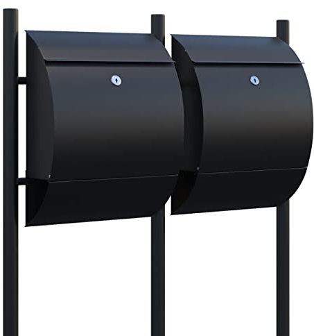 Doppelter Standbriefkasten for Two in Schwarz, Design Briefkasten Sunshine for Two Black - Bravios