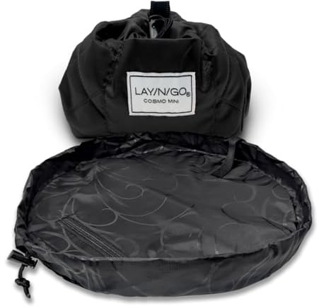 Lay-n-Go Cosmo Kleine Kosmetiktasche mit Kordelzug, Kulturbeutel für Reisen, Geschenke und den täglichen Gebrauch, 40,6 cm, Schwarz