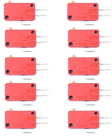 WANGCL Lot de 10 micro-commutateurs rouges à 3 broches pour mini interrupteurs de fin de course Arcade
