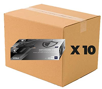 OneProtek Einweghandschuhe aus Vinyl (Nitril-Vinyl-Mix), Schwarz, 10 Packungen mit 100 Handschuhen, XL (sehr groß), latexfrei, strapazierfähig und vielseitig einsetzbar, Schutz vor Chemikalien