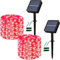 Lezonic Solar Fairy Lights Outdoor, 2 Pack Each 12M/40Ft 120LED String Lights, 8 Modes Waterproof Garden Lights Indoor/Outdoor for Home Garden Patio Yard Fence Party Decorations (Red)