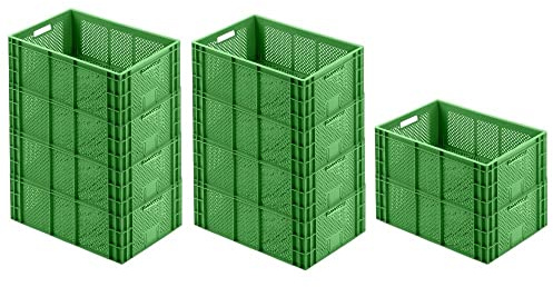 PROREGAL CHEFGASTRO SuperSparSet 10x Eurobehälter Obst- und Gemüsekasten | HxBxT 22x40x60cm | 43 Liter | Grün | Obst-Gemüsekiste, Obstkorb, Transportbox