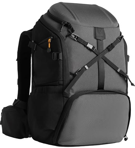 TARION Camera Backpack Extra Large: Professional 2-in-1 Hiking Camera Bag DLSR Photography Backpack with Versatile Extensions Hardshell Top Quick Access Waterproof Cover Photo Rucksack Hexagon XL Grey
