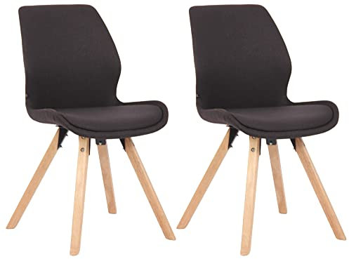 CLP 2er Set Stuhl Luna Kunststoff I Stoff I Samt I Kunstleder I Lehnstuhl mit Holzgestell, Farbe:schwarz, Material:Stoff