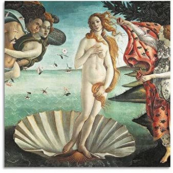 KIHENE Sandro Botticelli Paintings Artworks – (Die Geburt der Venus Nr. 2) Poster, Gemälde auf Leinwand, Wandkunst, Scrollbild, Druck, Wohnzimmer, Wanddekoration, Häuser, 60 x 60 cm