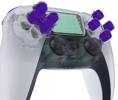 eXtremeRate Dos Tono Color Botones de Reemplazo para ps5 Accesorios Botones de Dirección Dpad Botones de Acción Sin Impresión de Letra D-Pad Teclas Botón para ps5 Mando(Púrpura & Claro)
