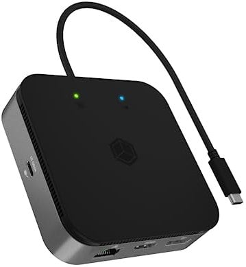 ICY BOX USB4 Docking Station (7-in-1) für 2 Monitore (1x HDMI & 1x DP), 4K 120Hz / 8K 30Hz, 3X USB 3.2 Gen 2 (10 Gbit/s), 60W Power Delivery, Gigabit Ethernet, Audio, IB-DK408-C41
