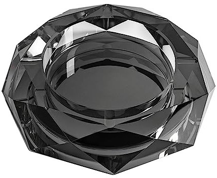 Aschenbecher Glas, Zigarrenaschenbecher, Kristall Aschenbecher Achteck, Home Office Aschenbecher, 10cm / 12cm Kreativer Aschenbecher, Vatertag, Geschäftsgeschenke (Black,12CM)