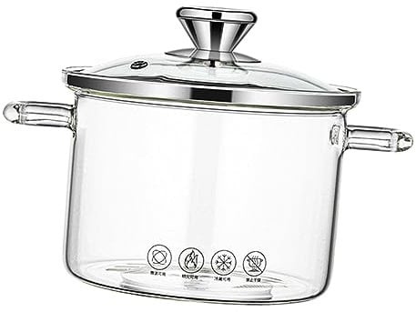 Heat Resistant Borosilicate Glass Saucepan with Cover Glass Stovetop Pot with Lid Comfortable Grip Stockpot Glass Cooking Pot for Milk Pasta, 1.8L