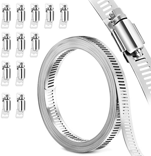 VMUTGA Schlauchschellen Edelstahl, 3M Einstellbar Edelstahl Schlauchklemmen Rohrschellen Schlauchclips Schlauchbinder Kit mit 12 Stück Schraube Klemme für Wasser Rohr Gas Rohr Automobil Tubing Kühler