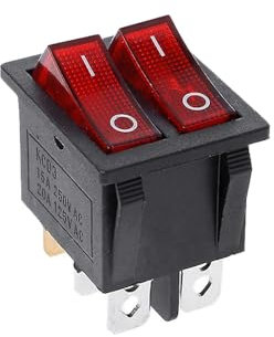 INTERRUTTORE A BASCULA DOPPIO BIPOLARE LUMINOSO ROSSO ON-OFF