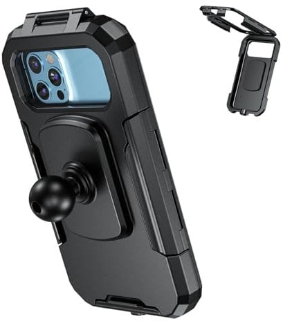 iMESTOU Waterproof Motorcycle Phone Mount IP66 with 1 Ball Head 360° Rotation Fits for RAM B Size Accessories, Suitable for 5.5-6.8 Smartphones with Max. Thickness 0.43(Size L)