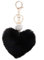Xsclpomddy Künstliche Kaninchenhaar Flauschigen Liebesherz Pom Pom Schlüsselanhänger Glitzer Kristallstrass Taschen Koffer Rucksäcke Zubehör Charm Auto Schlüsselring für Mädchen,Black