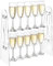 Vessena 2 Tier Acrylic Champagne Wall Holder for Party Champagne Flute Glass Stand Tabletop Stemware Hanging Display Rack Wine Glass Rack Standing Drink Tower Shelf (Clear & Holographic, 10 Slots)
