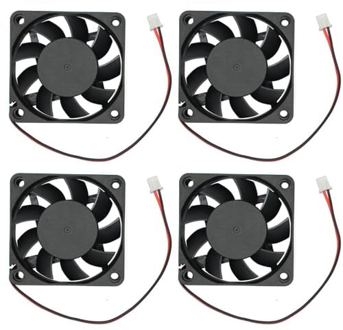 AITRIP 4 Stück 60 mm x 60 mm x 15 mm 6015 Lüfter mit Kugellager, bürstenlos, 12 V Gleichstrom, 2-pin für Kamera Wechselrichter Schrank Kühlschrank DVR TV-Box Projektor