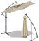 Fiqops Sombrilla de 300/350 cm de diámetro, con manivela, con/sin luces led solares, sombrilla colgante con base, parasol para jardín, con protección ultravioleta, sombrilla tipo mercado impermeable