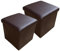 Natsen 2er Set Sitzhocker faltbar Sitzwürfel mit Stauraum, Fußbank Aufbewahrungsbox Sitztruh aus Kunstleder,38 x 38 x 38 cm, Brown