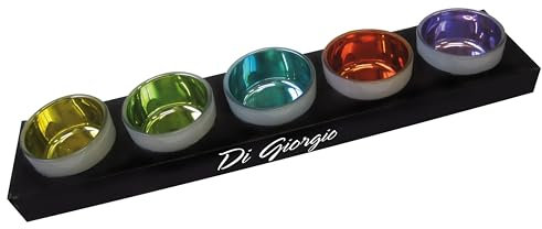 Set da 5 porta tealight in vetro satinato bianco - interno specchiato colori assortiti