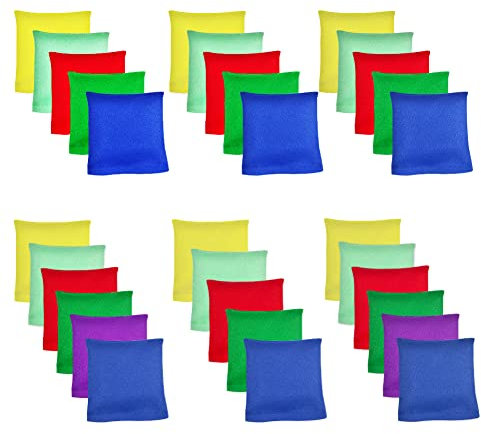 Flintronic Cornhole Säckchen, 32 Stück Sitzsäcke Werfen, 6 x 6cm, Spaßiges Sportspiel Bean Bag, Toss Game Bunte Sitzsack, für Partyspiele, Outdoor Spiel für Jungen und Mädchen