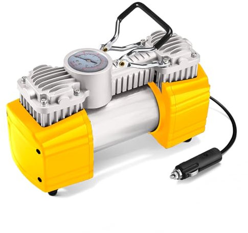 Avilia Compressore d'Aria, Portatile, da 12V - con Cavo Accendisigari da 2.75m, 200W, 40L/min, 100PSI, Tubo Aria 77cm e 3 Adattatori