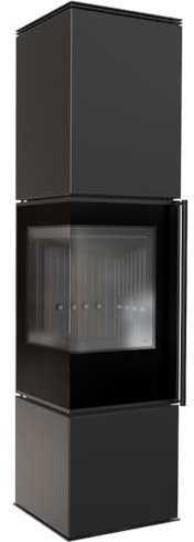 KRATKI Kaminofen aus Stahl Ren/L Links Ø 150 7 kW schwarz Verkleidung