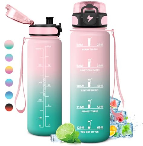Gourde Enfant 500ml, Gourde Sport, Étanche et Réutilisable, Bouteille d'eau avec Marqueur de Temps et Filtre, Bouteille pour Enfant, l'école, Cyclisme, Voyage, Camping, Fitness, Yoga, Bureau, Gym