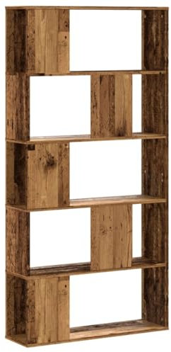 vidaXL Bücherregal, Standregal Regal 5 Böden, Raumteiler Wandregal für Wohnzimmer, Aktenregal Raumtrenner Büroregal, Altholz Holzwerkstoff