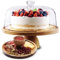 OPPA 2-in-1 Acacia Wood Cake Stand with Acrylic Dome Lid, Multifunctional Dessert Display Set – Shatterproof Round Serving Platter, Veggie Tray, Fruit Bowl, Donut Stand, Nachos Plate