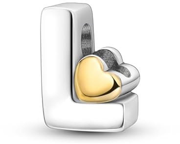 Pandach Damen Charm Anhänger Buchstabe L für Armband 925 Sterling Silber Charms Beads passend für Armband und Halskette, Kompatibel mit Europäischen Armbändern für Frauen Mädchen