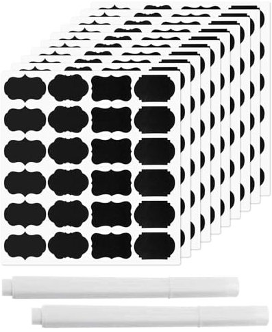 KGDUYC Étiquette Autocollantes Noir - 240 pcs Étiquettes pour Bocaux Réutilisable,Étiquette pour Bocaux en Verre, Étiquette craie, Étiquettes confiture, Bocaux le parfait, Boite a Epices Cuisine