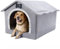 Jiupety Hundehöhle Hundehütte Indoor mit Rahmen, Gemütliche Hundehaus für Drinnen, Hundebett mit Dach für 23-41 kg, 3XL Größe 97x76x71 cm, Grey