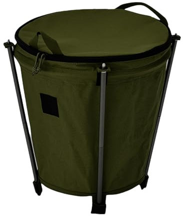 HIOPOIUYT Cubo de basura plegable para camping con tapa con cremallera, contenedor de basura plegable para camping, picnic al aire libre, barbacoa