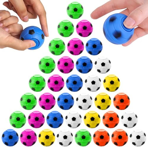 XTUDOU® 36 Stück FußBall Spinner Fingerspitzen Spielzeug, Fidget Ball, 3,5cm fußball Spinner Toys für Sensorisches Spinnendes Spielzeug Kinder und Erwachsene