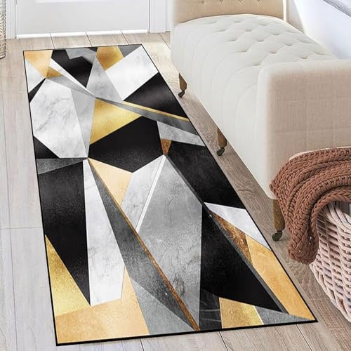 SUNLIMEI Teppichläufer Flur 90 x 210 cm rutschfest Küchen Teppiche Läufer, Teppich Modern Polyester, Kurzflor, Anpassbar, Leicht zu Reinige für Vorzimmer, Waschküche, A