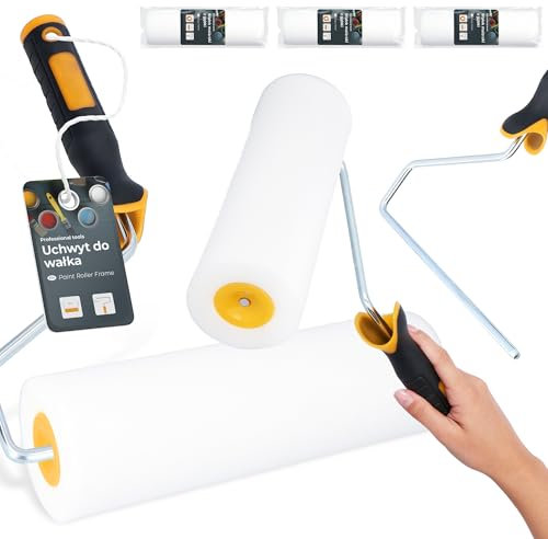 3x Schaumwalze 25 cm Schaumrolle Ersatzwalze Lackierwalze Lackierrolle Malerset Farbe Lack Beize Farbbügel Farbroller Set Schaumstoff Malerei Renovierung