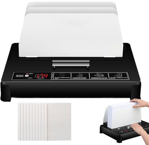 Naturalpowev Thermobindegerät, 55 mm/550 Blatt Kapazität, Buchbindematerial, elektrisches Bindegerät, A3 (Kurze Kante)/A4/A5, Dokumenten-Wärmebinder, Wird mit 50 Bindedeckeln geliefert,8mm-Covers