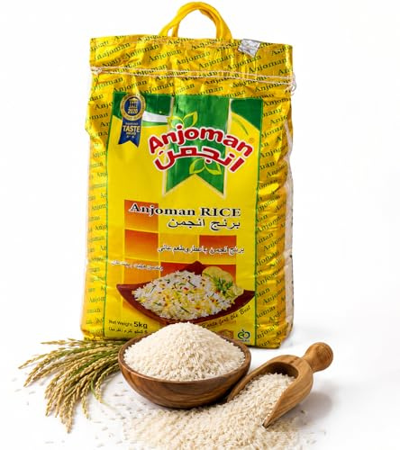 Anjoman Premium Golden Sella Basmati Rice 5 Kg – Extra Long Grain Parboiled Basmati Rice Naturally Aromatic, Non-Sticky & Fluffy Long Grain Rice Perfect for Authentic Biryani, Pilaf & Mandhi 5 KG Bag