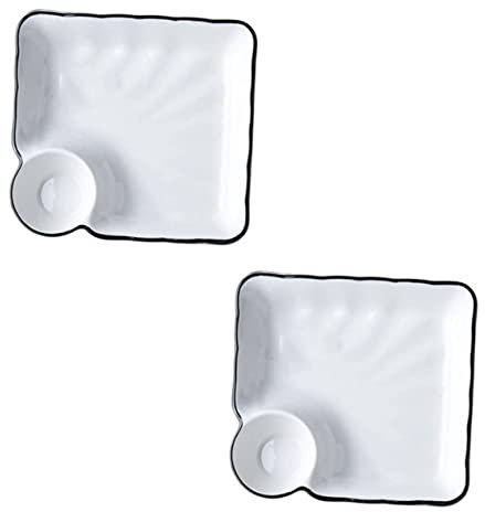 PEPLAYTAL 2piezas Platos Para Sushi y Dumplings Bandeja De Cerámica Moderna Para Mojar Decoración De Vajilla