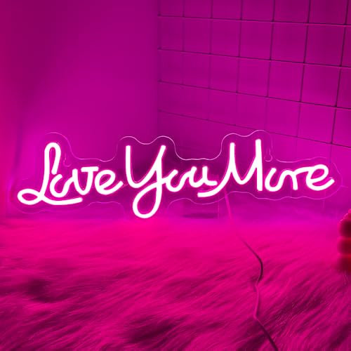RuCvixkt Love You More Neonschilder für Wanddekoration, Liebes-Neonschild für Mädchen, Schlafzimmer, Dekoration, USB-betriebenes LED-Neonlichtschild für Hochzeit, Party, Geburtstag, Valentinstag