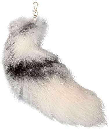 Generisch Therian Tail Schlüsselanhänger Furry Fuchsschwanz Anhänger Extra Groß Fox Tail Keychain Faux Fur Schlüsselring Tasche Zusätze Fuchs Kostüm Dekoration Etwa 35/40cm