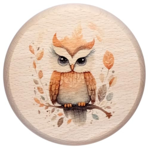 Kaltner Präsente Geschenkidee - Insektenschutz für Gläser und Getränke aus echtem Holz/Bier Wein Bierdeckel Biergläser Weingläser Tassen Biergarten/Eule
