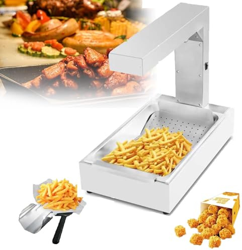 Macchina scaldavivande commerciale 1000W in acciaio inox, lampada riscaldante e vassoio sgocciolatoio, mantiene patatine e snack caldi e croccanti in ristoranti e bar