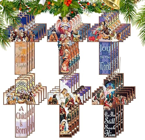 Decorazioni Natalizie - Set da 24 Pezzi in Legno per Albero di Natale,Addobbi Festivi Per Albero Casa Soggiorno Esterni Camera Da Letto